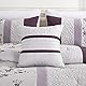 Chezmoi Collection Linnea 7-teiliges Luxus-Bettdecken-Set, Kirschblüte, Blumenstickerei, Violett/Lavendelgrau