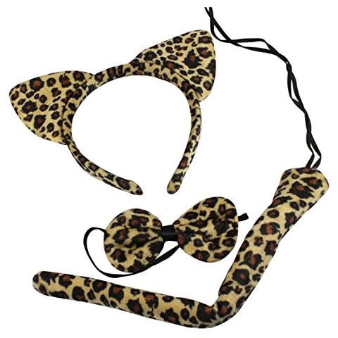 Cherry-on-Top Fancy Dress Animal Set Ears Tail Dress Up Instant Kit Animal Costume Accessory Leopard Animal Set Instant Animal Dress Up Set Cover