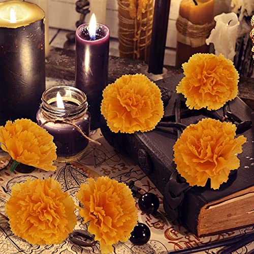 Artificial Marigold Flowers 30 Pcs,Silk Marigolds Decoration Set,Orange Marigold Flowers Decorations For Diwali,Indian Festival, Traditional, Backdrop,Parties,Diy Marigold Garlands，Wedding,Bush Floral #TOP4