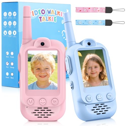 Lot de 2 talkie-walkies vidéo pour enfants à partir de 3, 4, 5, 6, 7, 8 ans, rechargeables, avec écran 2,0