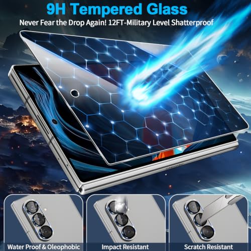 Image of 3 Pack Privacy Screen Protector for Samsung Galaxy Z Fold 8 Ultra Tempered Glass + 2 Pack Camera Lens Protector, True 25Anti Spy, 9H Hardness, Fingerprint Unlock, Case Friendly Bubble-Free