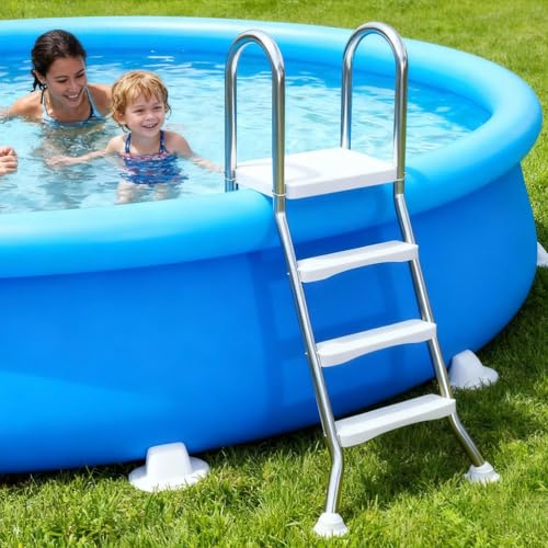Escalera para piscina con 3 peldaños de acero inoxidable miniatura 2