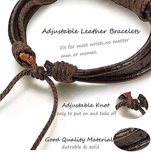 MILACOLATO 22-32 Pcs Braided Leather Bracelet for Men Women Woven Wrist Cuff Bracelets Hemp Cords Wood Beads Ethnic Tribal Handmade Wrap Adjustable4
