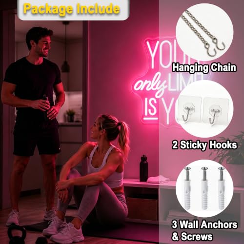 Image of Your Only Limit Is You Neon Sign for Wall Decor Positive Light Up Sign Inspiration Led Signs for Room Party Home Motivational Wall Decor USB Powered