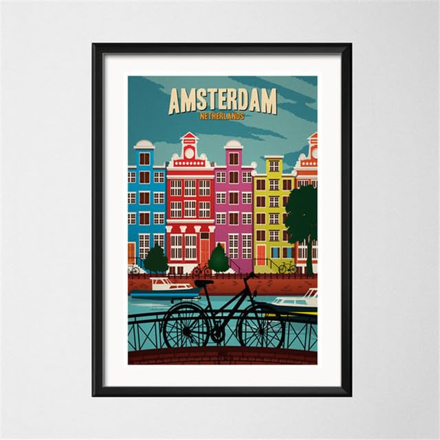 Poster Peinture Toile Salon Voyage Vintage Londres New York Décoration Murale Chambre