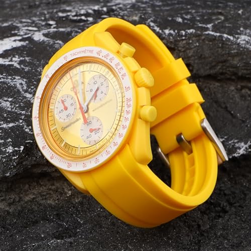 Image of Bands for MoonSwatch Watch,Curved end No Gap,Premium Silicone Rubber Watch Strap for Omega X Swatch Moonswatch Speedmaster /Rolex /SEIKO 20mm 22mm Watch Strap Replacement Band for Men Women