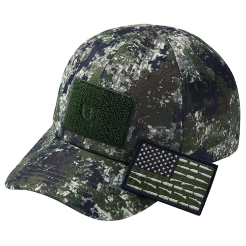 Image of Tactical Hat with Flag Patch Camo Military Army Hats Adjustable Trucker Baseball Cap Soft Top for Shooting