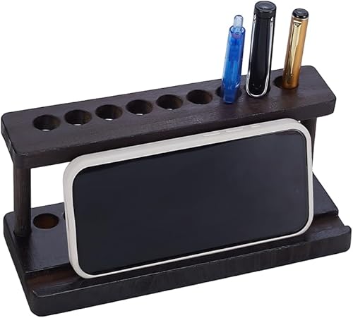 Portalápices de madera de 9 agujeros, 7.9 in, soporte de exhibición de madera para bolígrafo, organizador de bolígrafos de escritorio de madera,