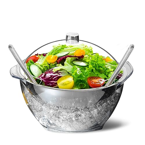 INNOVATIVE LIFE Chilled Serving Bowl with Ice Chiller Base, Iced Salad Bowls for Parties, Perfect for Any Gathering and Outdoor Entertainment
