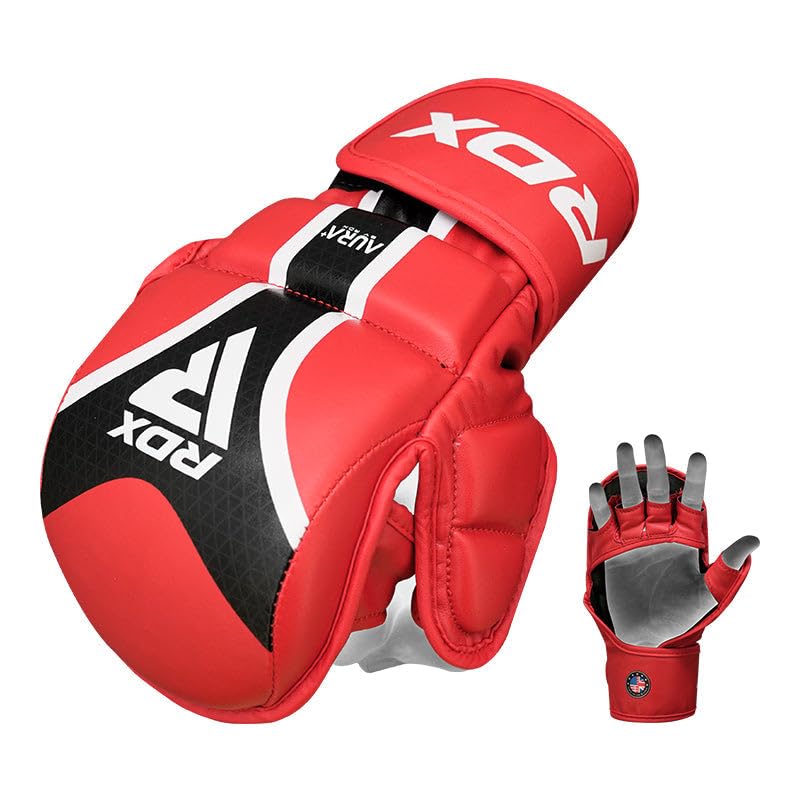 Guantini MMA, grappling perfetti per l'allenamento in palestra. Unisex. Guanti da allenamento al sacco, Guanti taglia M da 7 once. Guanti MMA rossi