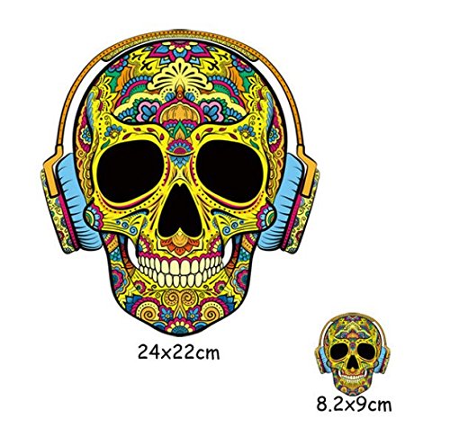 Dos unids Pegatina transfer calaveras parche termoadhesivo para cazadoras, camisetas, mochilas, gorras, sudaderas, polos. de CHIPYHOME
