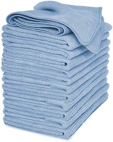 VibraWipe Microfiber Cleaning Cloth, Thick and Large Size 14.2 x14.2 inches, 12-Pack, Blue, Microfiber Cloth, Cars, Glass, Window, Dish Cloths, Machine Washable, Reusable, Lint-Free