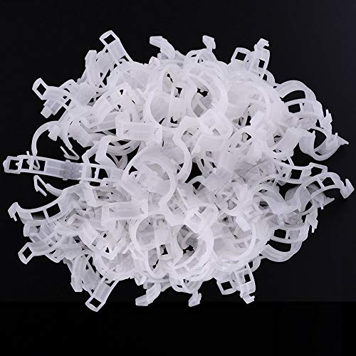 KINGLAKE 200 Pcs Garden Plant Clips, Plant Support Clips Vine Clips Flower Stem Clips for Fixing Tomatoes, Vegetables, Cucumbers (White)