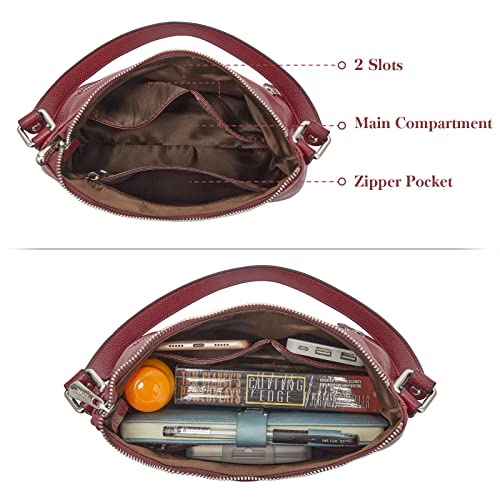 S-ZONE Leather Purses for Women Shoulder Hobo Bags and Small Handbags with Outside Pocket4