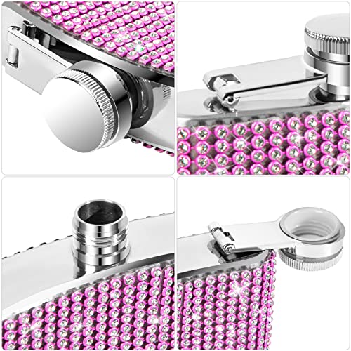 Instome Diamond Hip Flask,Flasks For Liquor For Women,8Oz Bling Flasks For Liquor,Rhinestone Hip Flask Leakproof With Funnel,Leakproof Flask For Wine Whiskey Liquor Drinking (8Oz, Pink) #TOP3