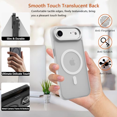 Image of Magnetic for iPhone 17 Air Phone Case, [Compatible with MagSafe], Screen Protectors X1, [Military Grade Drop Protection],Matte Finish,Slim,Shockproof,Protective (Frosted white, iPhone 17 air)