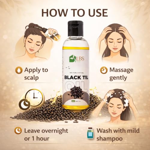 Image of Pure Black Sesame (Black Til) Oil 100% Extra Virgin Cold Pressed | Natural Carrier Oil for Hair, Scalp & Skin Care | Deep Moisturizing Hair Oil | 100ml (Pack of 5)