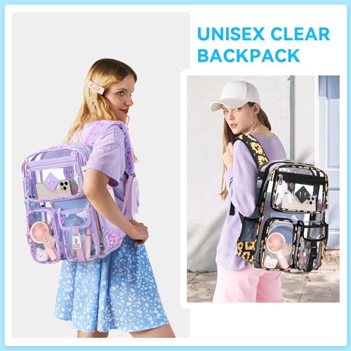 Image of PIG PIG GIRL Clear Backpack for School,Heavy Duty PVC Transparent Bookbag for Girls Stadium Approved See Through Backpack
