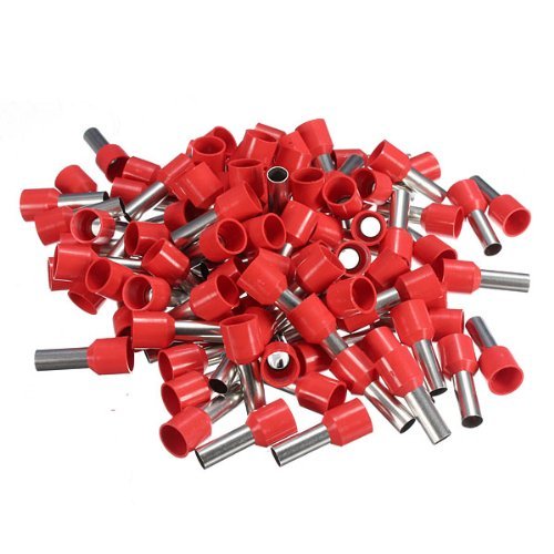 Water & Wood Wire Copper Crimp Connector Insulated Ferrule Pin Cord End Terminal Red(Set of 100)