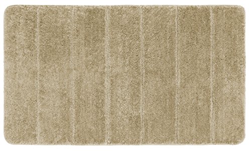 WENKO Badteppich Steps Sand, 70 x 120 cm - Badematte, rutschhemmend, außergewöhnlich weiche und...