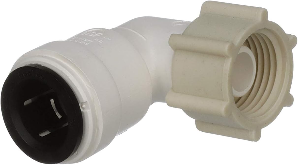 Watts AquaLock 1/2" CTS x 1/2" NPS Quick Connect Female Swivel Elbow Connection for Water Plumbing Lines, CPVC, PEX, CTS Rated Pipe, Zero-Leak Connection, White