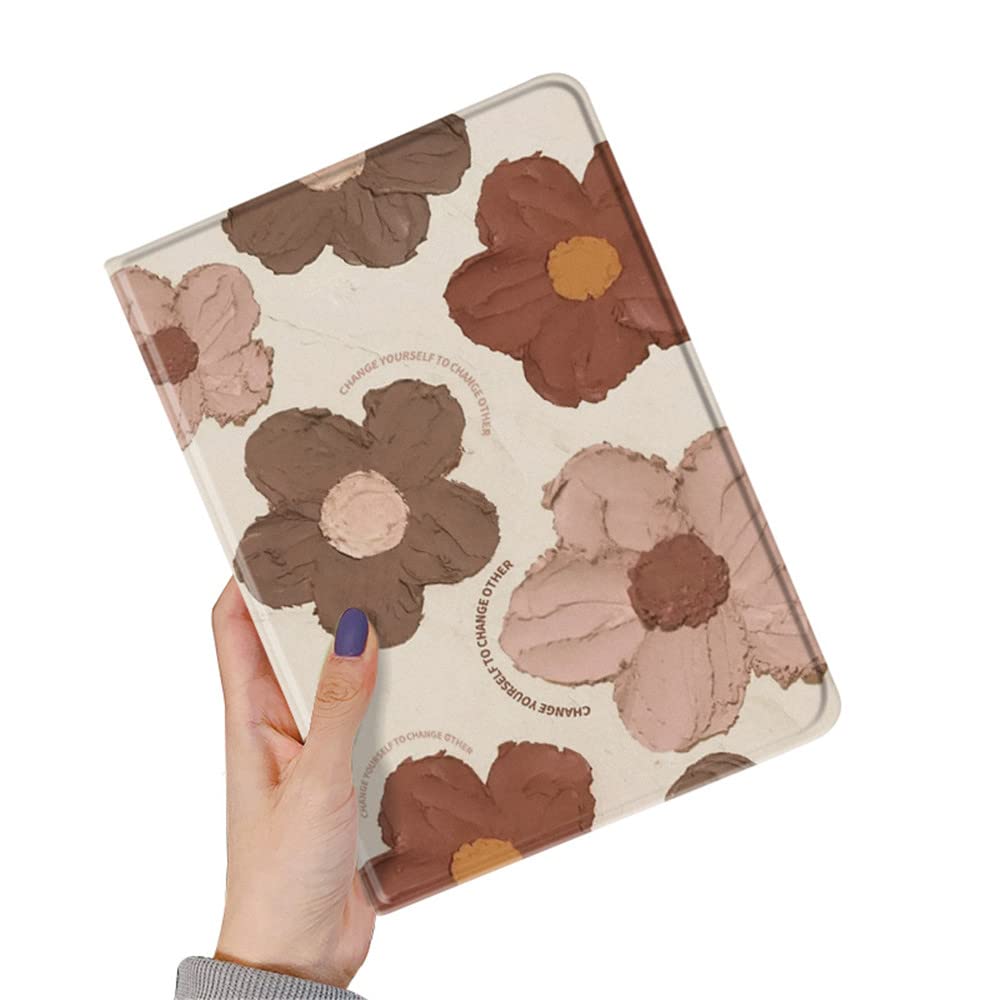 Floral Pattern Case Compatible with iPad 10th Generation 2022 10.9 inch Case with Pencil Holder Soft TPU Protective Stand Back Cover Cute Flower Cover