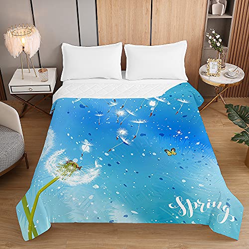 Surwin Tagesdecken Bettüberwurf Gesteppt aus Mikrofaser, 3D Löwenzahn Drucken Steppdecke für Doppelbett Einzelbett oder Kinder, Sommer Komfort...