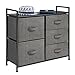 mDesign Storage Dresser Furniture Unit - Large Standing Organizer Chest for Bedroom, Office, Living Room, and Closet - 5 Drawer Removable Fabric Bins - Charcoal Gray/Black, Pack of 1