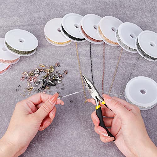 Pp Opount 100 Feet Necklace Chains Roll, 10 Colors Jewelry Making Chains 1.8 Mm Metal Chains With Open Jump Rings And Lobster Clasps For Jewelry Making Diy Necklace Bracelet Anklet #TOP4