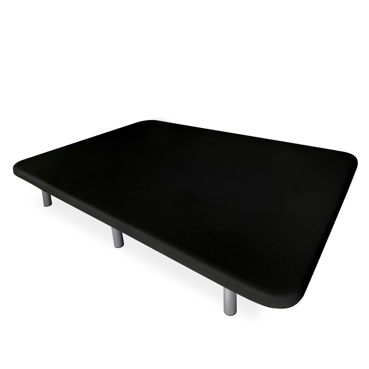 DUÉRMETE Online - Base Tapizada 3D Reforzada, Anti Ruido con 5 Barras de Refuerzo 6 Patas metálicas roscadas de 25cm, 135x190, Negro