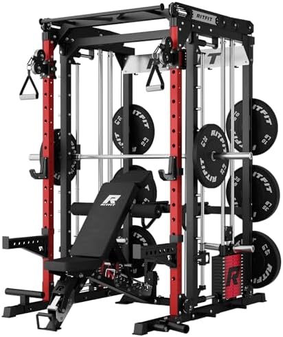 RitFit M2 3D Smith Machine with Steel Weight Stack, 60x60mm Power...
