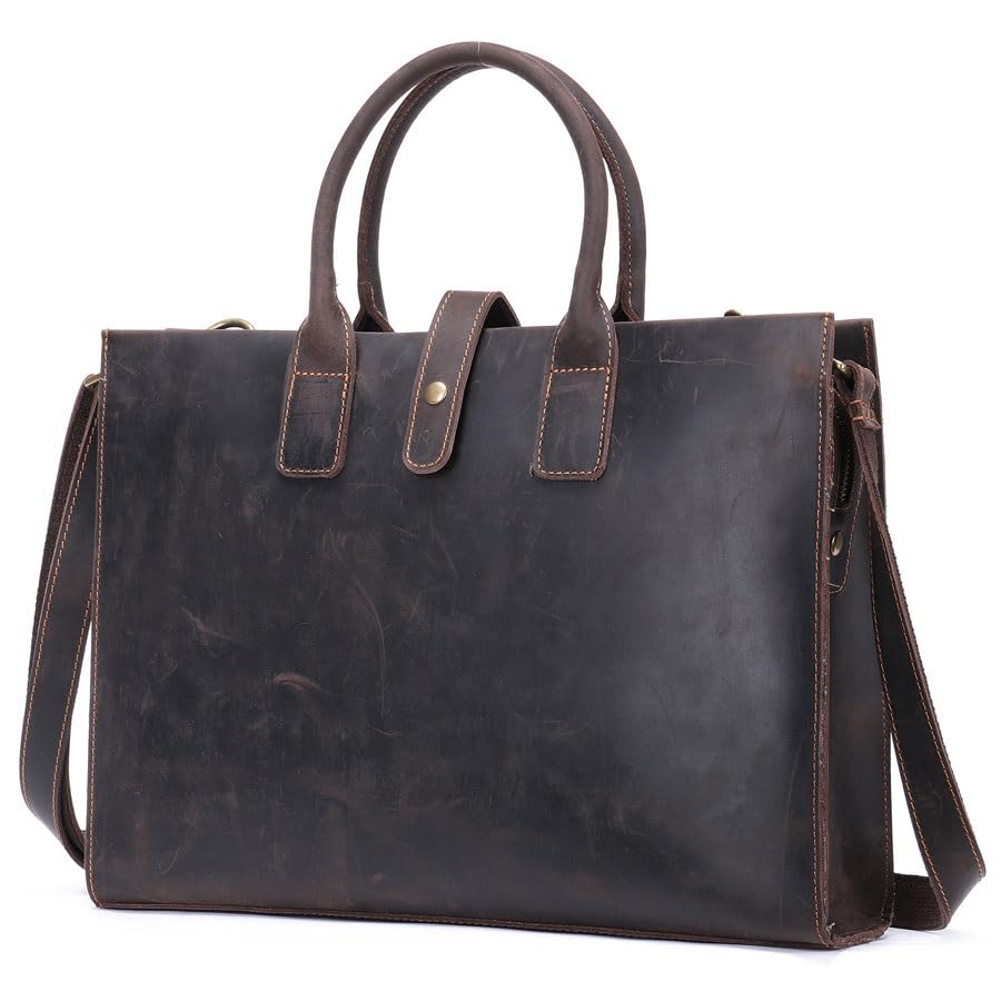 Leather Briefcase Leather Men's Retro Handbag Large Capacity2