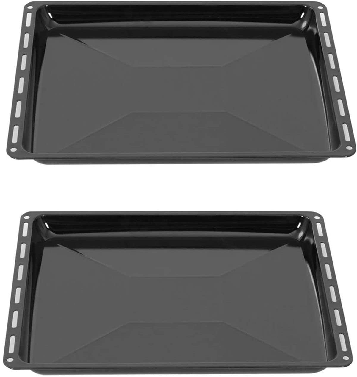 Icqn Black Baking Tray 422 X 370 X 30 Mm Set, Enamelled Grease Pan For Oven And Cooker, Suitable For Electrolux, Aeg, Ikea, Zanusssi, Juno, Zoppas, Scratch-Resistant And Rustproof, 42.2 X 37 X 3 Cm