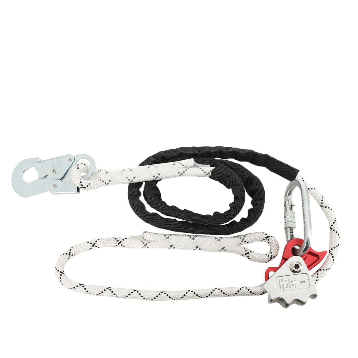 2M Corde de Sécurité Extérieure, Cordon Réglable Harnais de Sécurité avec Ajusteur de Mousqueton, Lanière Réglable Protection Contre les Chutes 13mm