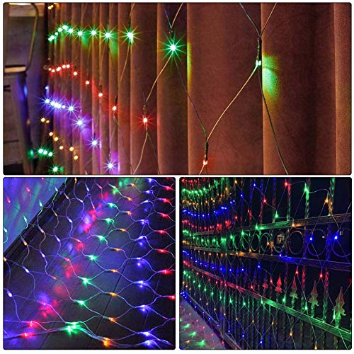 9.8ft x 6.6ft 200LED net Lights, Outdoor Christmas Decorative mesh Lights with 8 Working Modes for Holiday, Party, Wedding, Garden, Christmas Decorations (Multicolor)