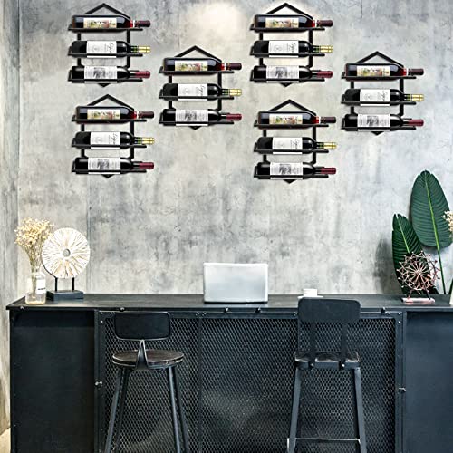 Yalinka 2Pcs Wall Mounted Wine Stemware Rack, Metal Hanging Wine Glass Display Holde Holds 3 Bottles, Elegant Storage For Kitchen Dining Room Bar Wine Cellar #TOP6