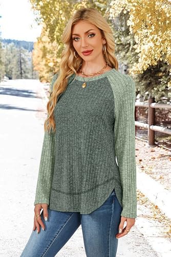 Image of WIHOLL Long Sleeve Shirts for Women Fall Sweaters Lightweight Trendy Tops