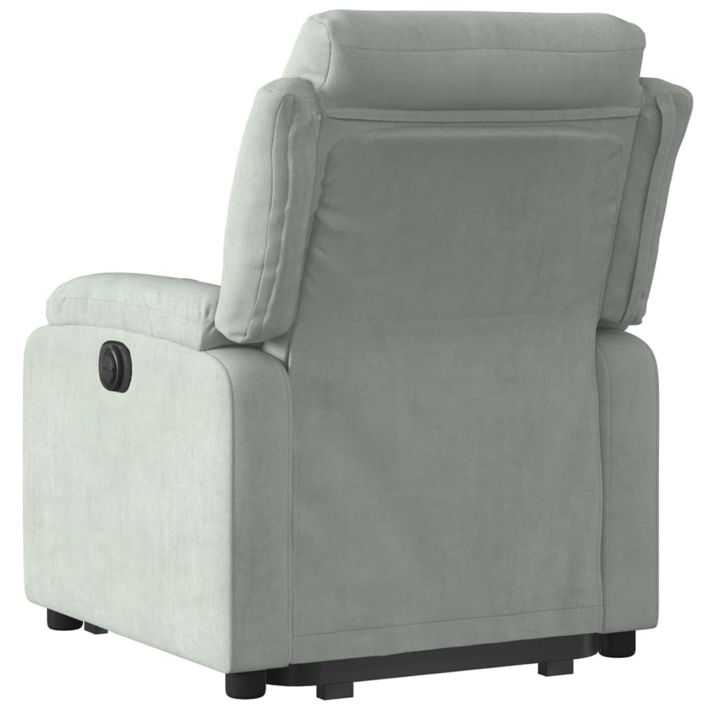 vidaXL Sillón Reclinable Elevable, Silla con Respaldo Reposabrazos, Sillón Orejero Ajustable, Asiento para Personas Mayores, Terciopelo Gris Claro
