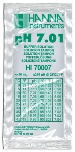 TEN (10) PACK HANNA ph 7.01 20ml CALIBRATION SOLUTION PACKET (SINGLE USE)