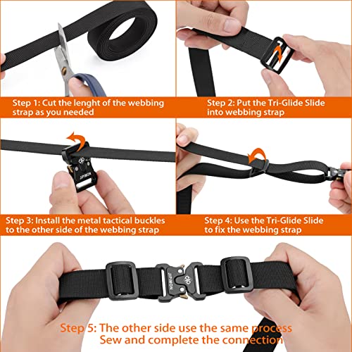 JIPIMON Nylon Strap 1 Inch Webbing With Buckles, Tri-Glide Slide, D Rings by JIPIMON - Used condition - Image 4