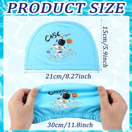 Image of Geyoga 3 Pcs Kids Swim Caps for Boys Girls Age 2-12 Swimming Hat | Kids Swim Caps, Pool Cap, Child, Swim Hat for Toddler, Youth, Space