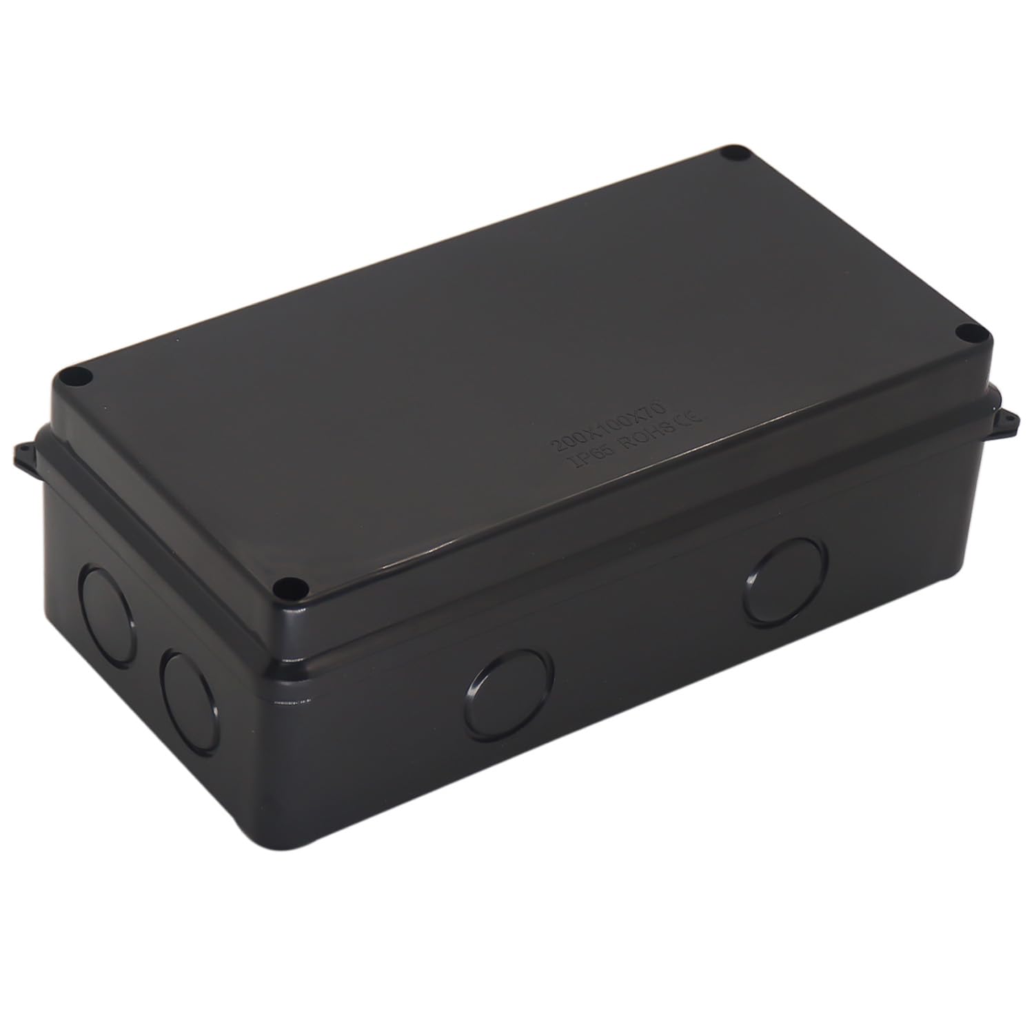 Project Box IP65 Waterproof Dustproof Junction Boxes ABS Plastic DIY Electronic Case, Indoor & Outdoor Electrical Box Power Cord Enclosure Black 200x155x80mm 2pcs