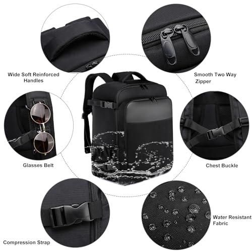 Handgepäck für Ryanair 40x20x25 Klein Handgepäck Rucksack für Flugzeug 20L Reiserucksack für Herren und Damen mit USB Ladeanschluss Reisetasche 14 Zoll Laptop Rucksack, Schwarz