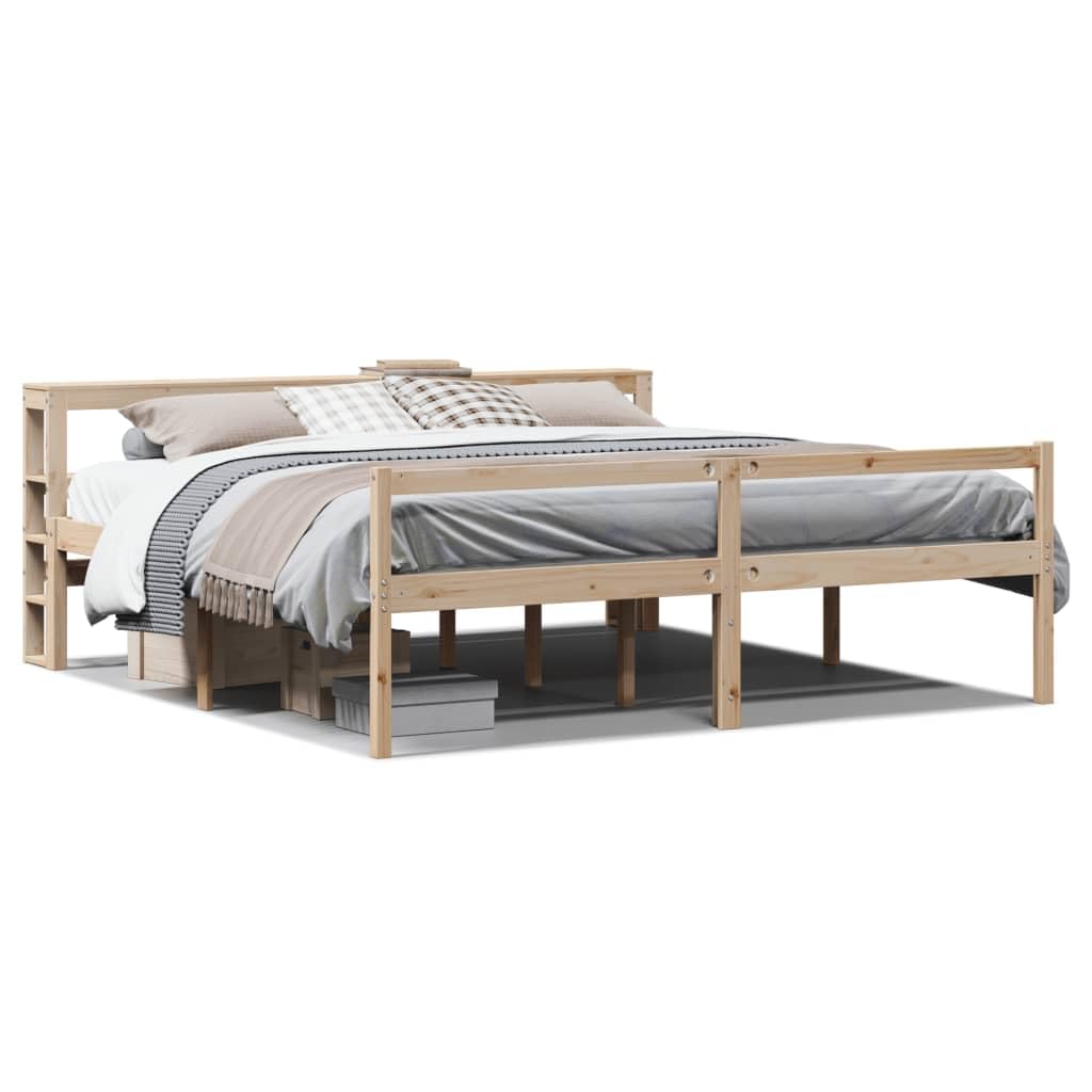 Massivholz Kiefer seniorengerecht 200x200 cm Braun | Massivholz Kiefer Seniorenbett 200x200 cm mit Kopfteil und Stauraum für Seniorengerecht Wohnen