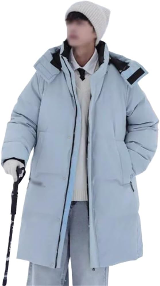 VIDI Warm hooded coat removable long down jacket men's winter thick light