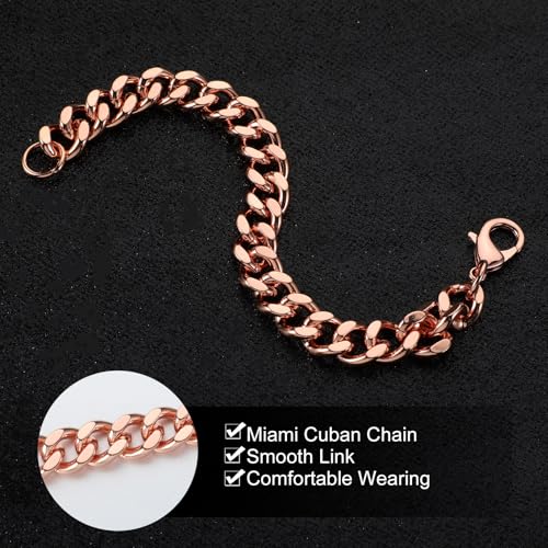 Tondiamo Copper Bracelet for Men Valentine Jewelry Gift 1 Unit Men's Solid Copper Link Pure Bracelets for Women Health Jewelry Gift4