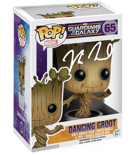 Vin Diesel Dancing Groot #65 Facsimile Signed Reprint Laser Autographed Funko POP! Movies Marvel Guardians of the Galaxy Figurine with Protector Case