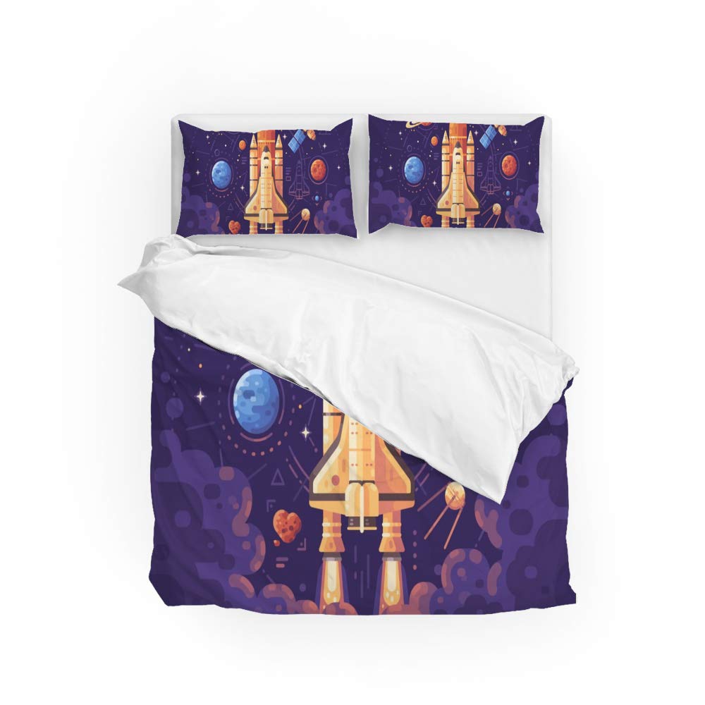 Housse de couette premium ultra doux parure de lit 3 pièces motif navette