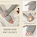 Clothirily Classic Arm Warmers, Fashion Winter Long Fingerless Gloves Knit Mitten Gloves Arm Sleeves for Women with Thumb Hole, Grey