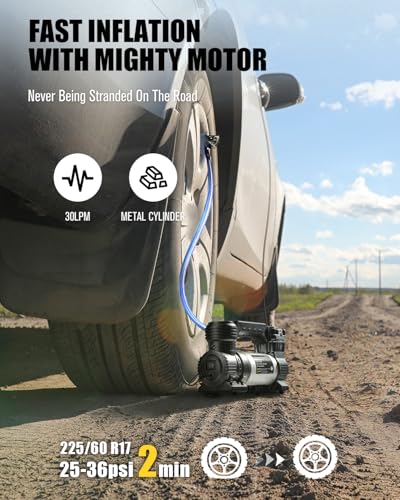 Avid Power Tire Inflator Portable Air Compressor, 30L/M Fast Inflation, Auto Tire Inflator with Gauge, Portable Air Pump for Car Tires & Many inflatables, Compact Air Compressor